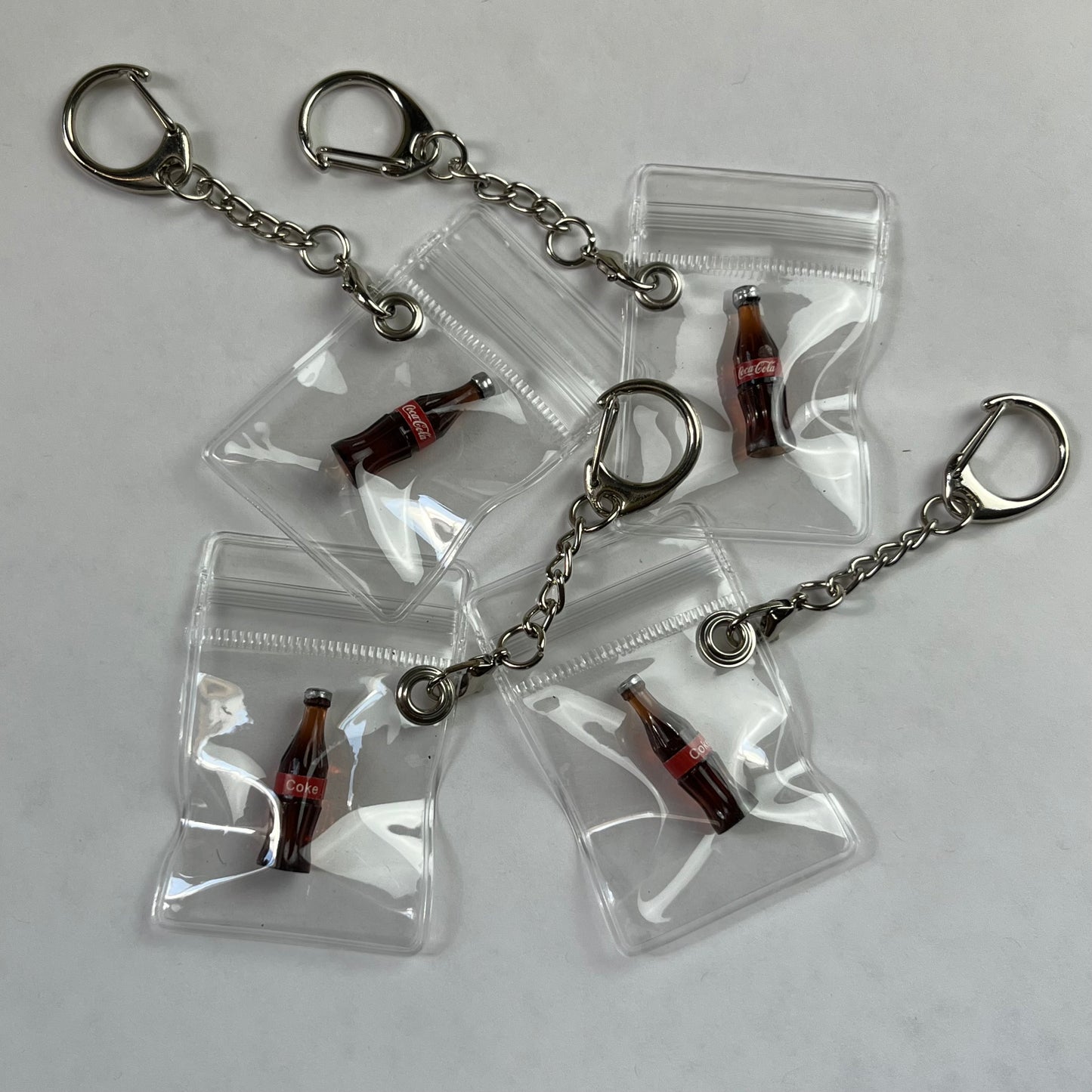 Baggie of Coke Keychain Gag Gift Party Favor Drug Plastic Bag of Mini Coca Cola (Durable PVC Version)