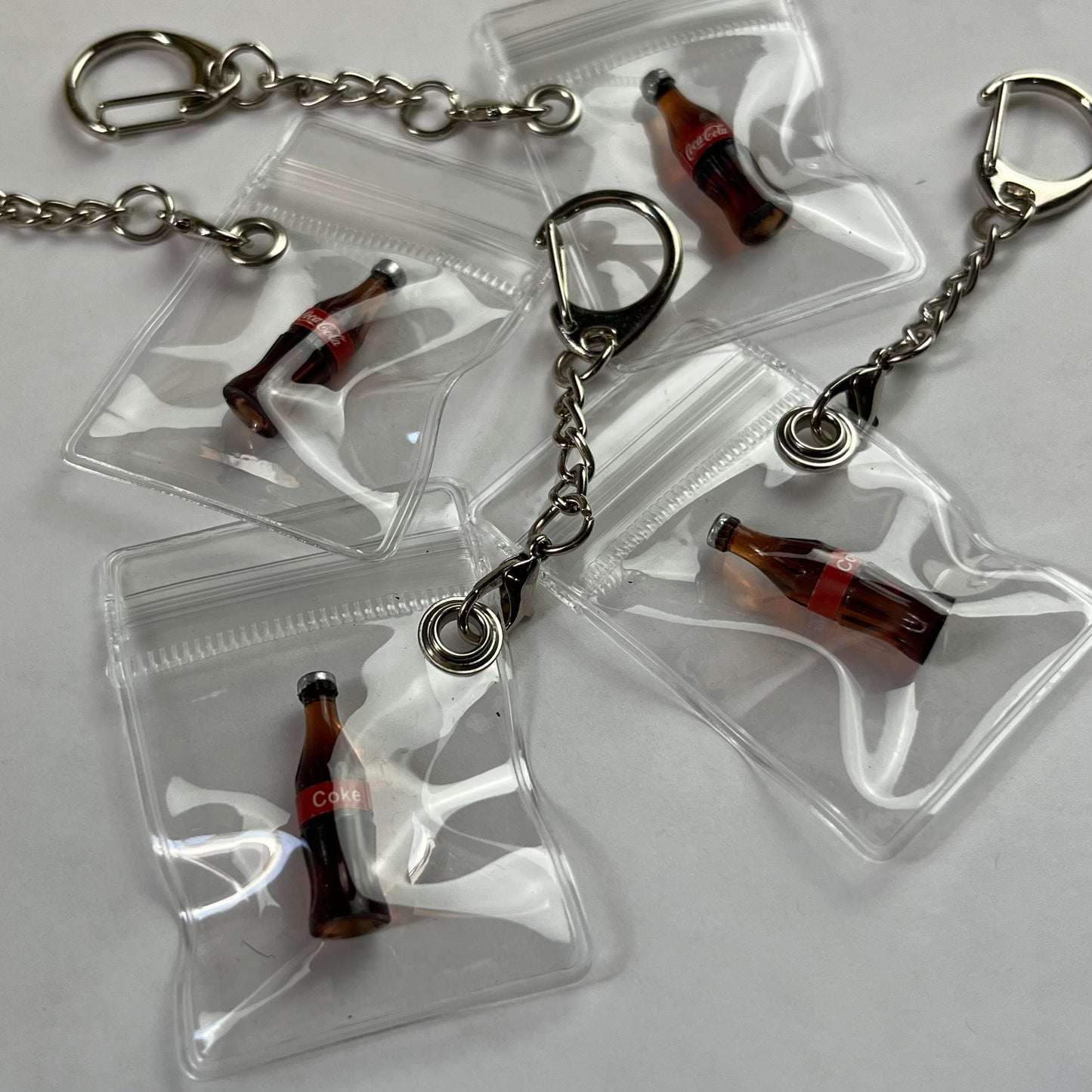 Baggie of Coke Keychain Gag Gift Party Favor Drug Plastic Bag of Mini Coca Cola (Durable PVC Version)